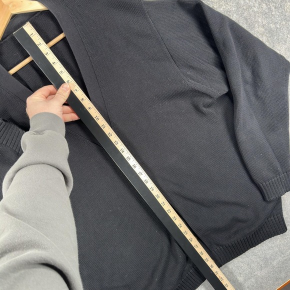 LL Bean Cardigan Sweater Mens XLT Black Cotton V Neck Button Front Knit Grandpa - Picture 7 of 15